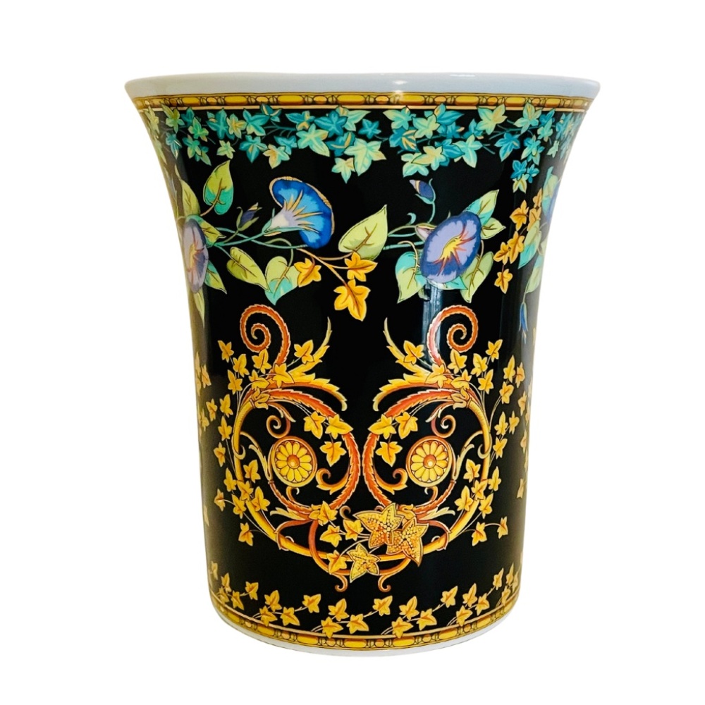 Versace x Rosenthal Vintage Gold Ivy Pattern Porcelain Vase 7 inches Tall